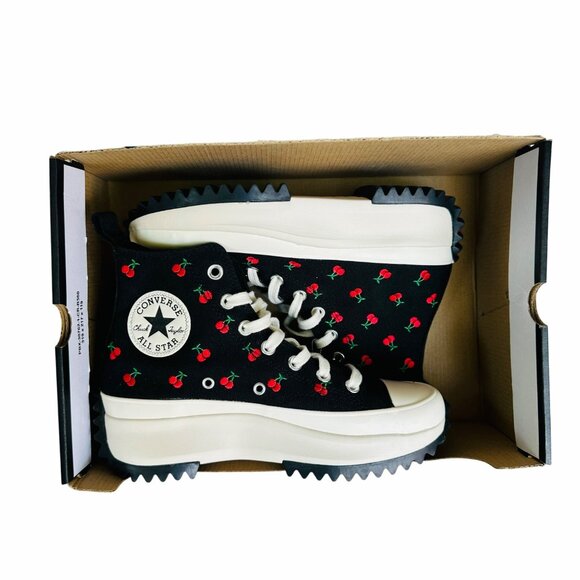 🍒Rare Converse Run Star Hike Hi Women Platform Shoes 6.5 Cherries Black A08113C - Picture 12 of 13